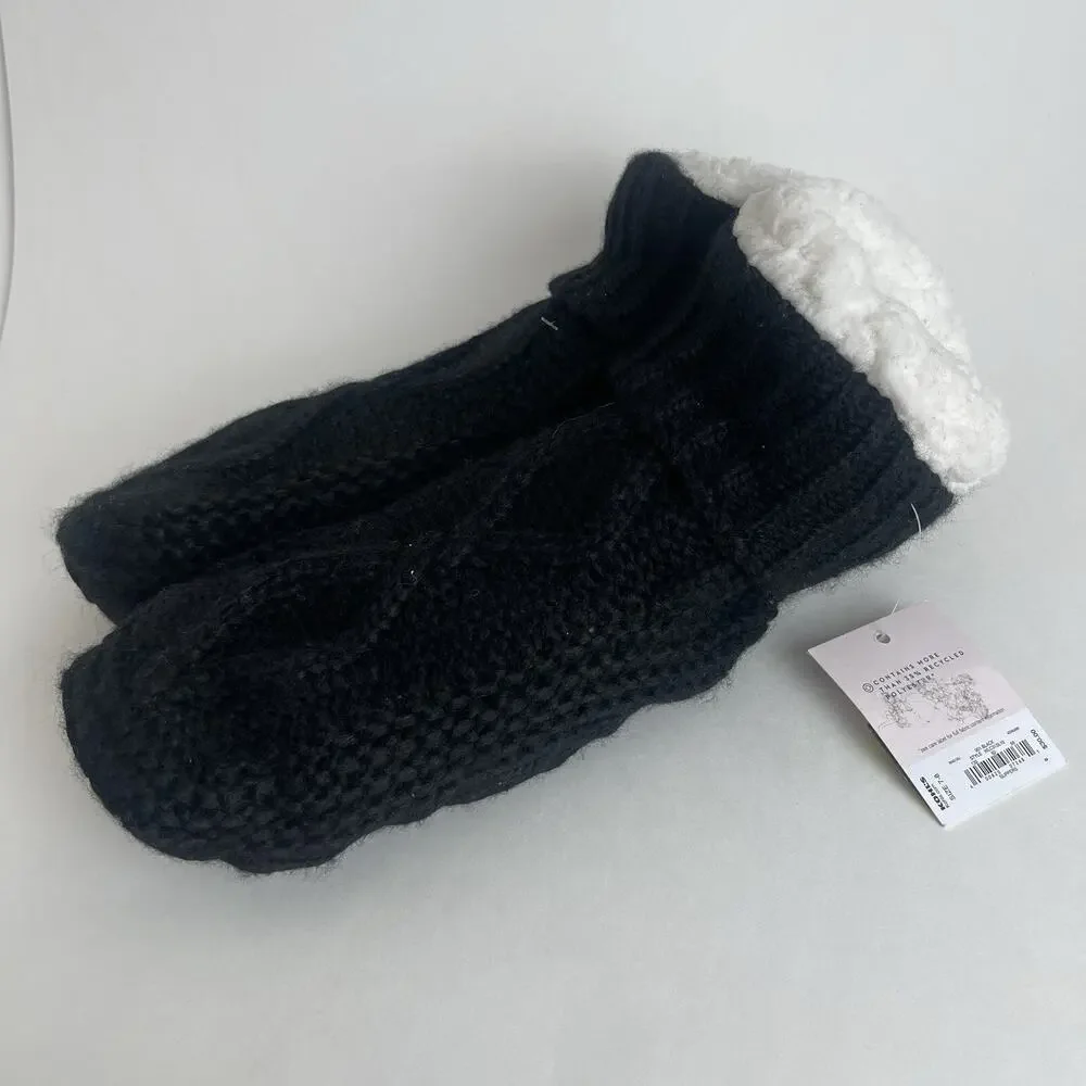 LC‎ Womens Sherpa Fleece-lined Cozy Fuzzy Non-Skid Slipper Socks Black Size 7-8